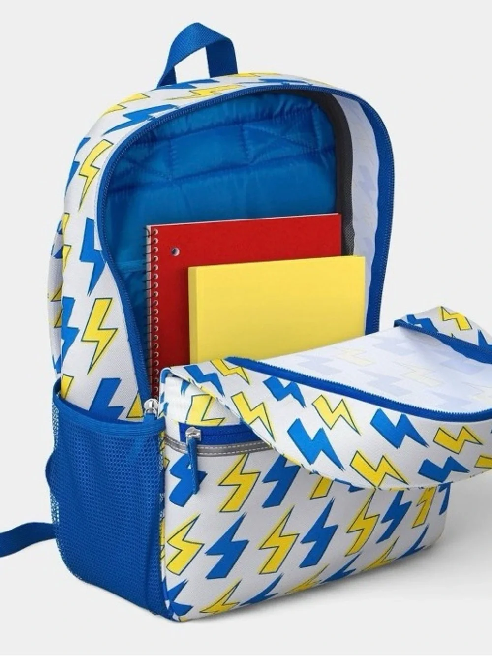 Kids Men’s Women’s Blue & Yellow White Lightning Bolt Backpack Water Bottle Sets